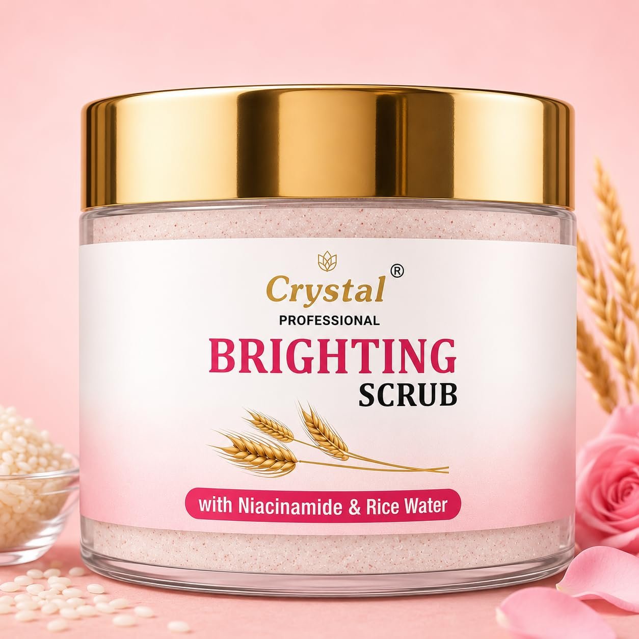 Brightening Scrub with Niacinamide & Rice Water | Pore Refining, Acne Scar Reduction, Hydrating & Anti-Aging Exfoliator For All Skin Types (100 ml)