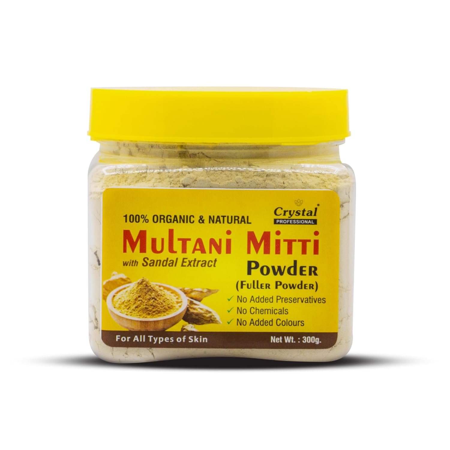 Multani Mitti Powder with Sandalwood | Pigmentation Control, Pore Cleansing, Blackhead Removal and Skin Brightening | Suitable For Face and Body (300g)