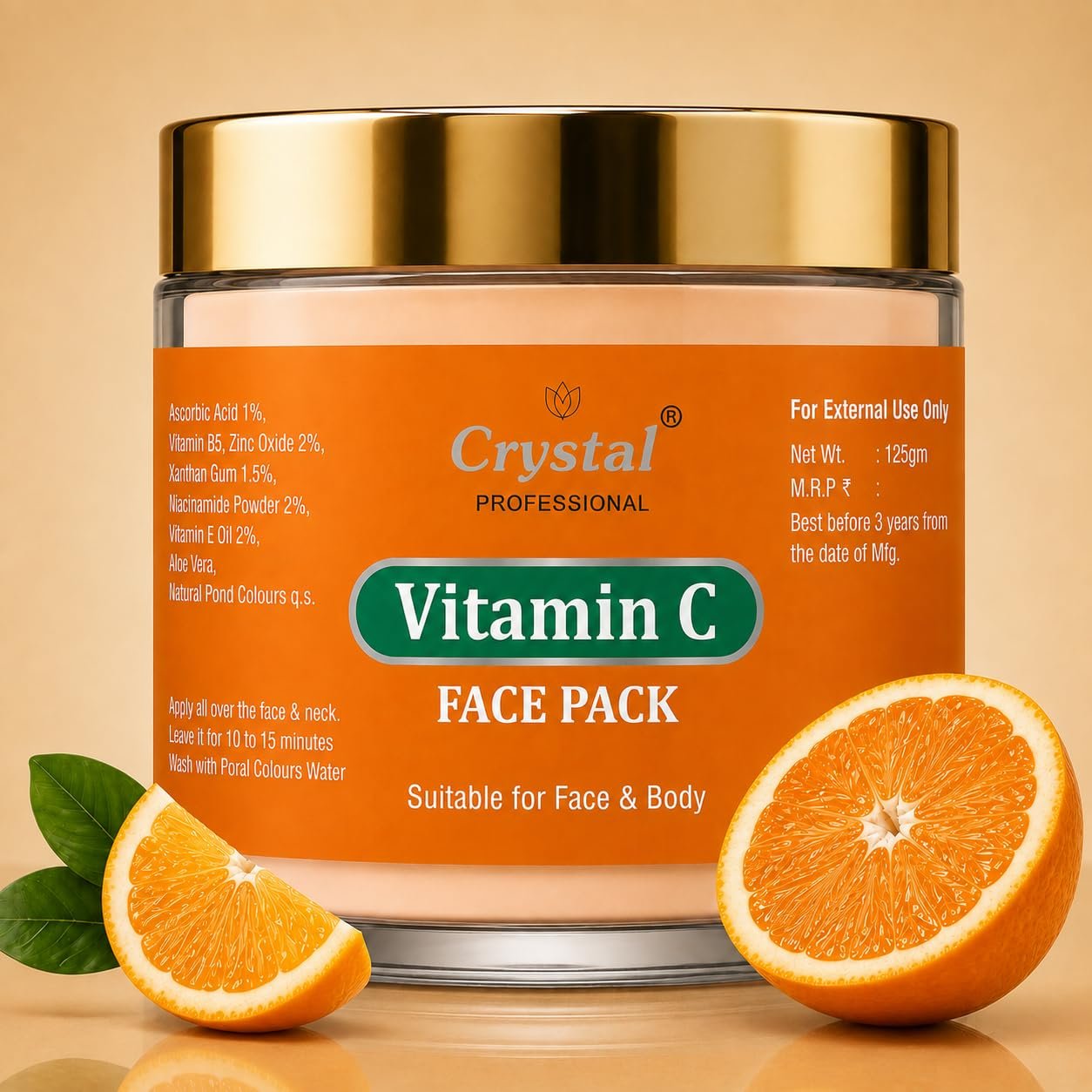 Vitamin C Face Pack | Brightening, Oil Control and Blemish Reduction | Antioxidant Exfoliating Mask for Women & Men | Suitable for Face & Body Use (125g)