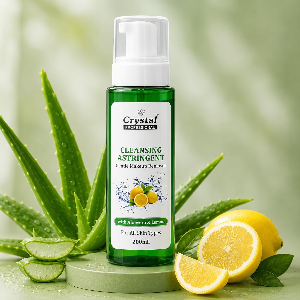 Cleansing Astringent with Aloe Vera & Lemon | Deep Micellar Cleanser, Makeup Remover & Skin Toner | Oil Control, Pore Minimizer & Hydrating Formula for All Skin Types - 200ml