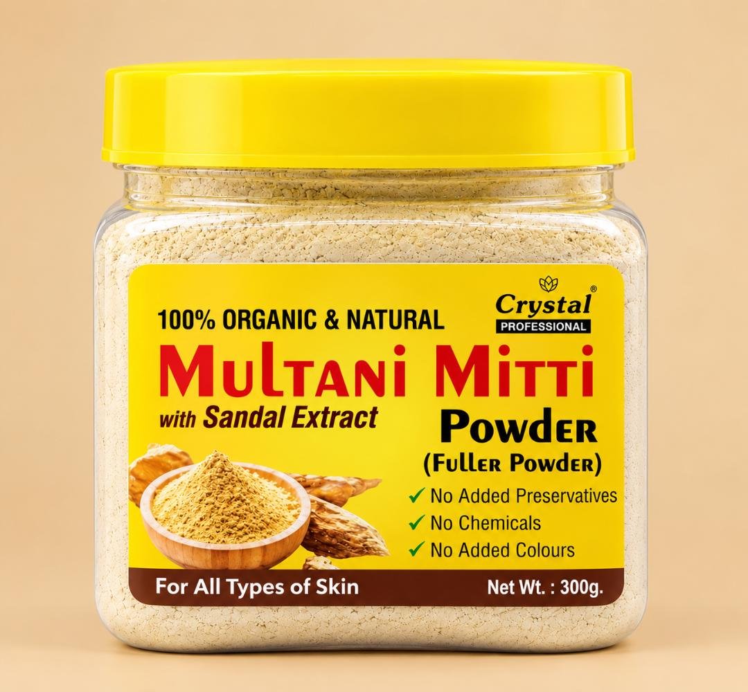 Multani Mitti Powder with Sandalwood | Pigmentation Control, Pore Cleansing, Blackhead Removal and Skin Brightening | Suitable For Face and Body (300g)