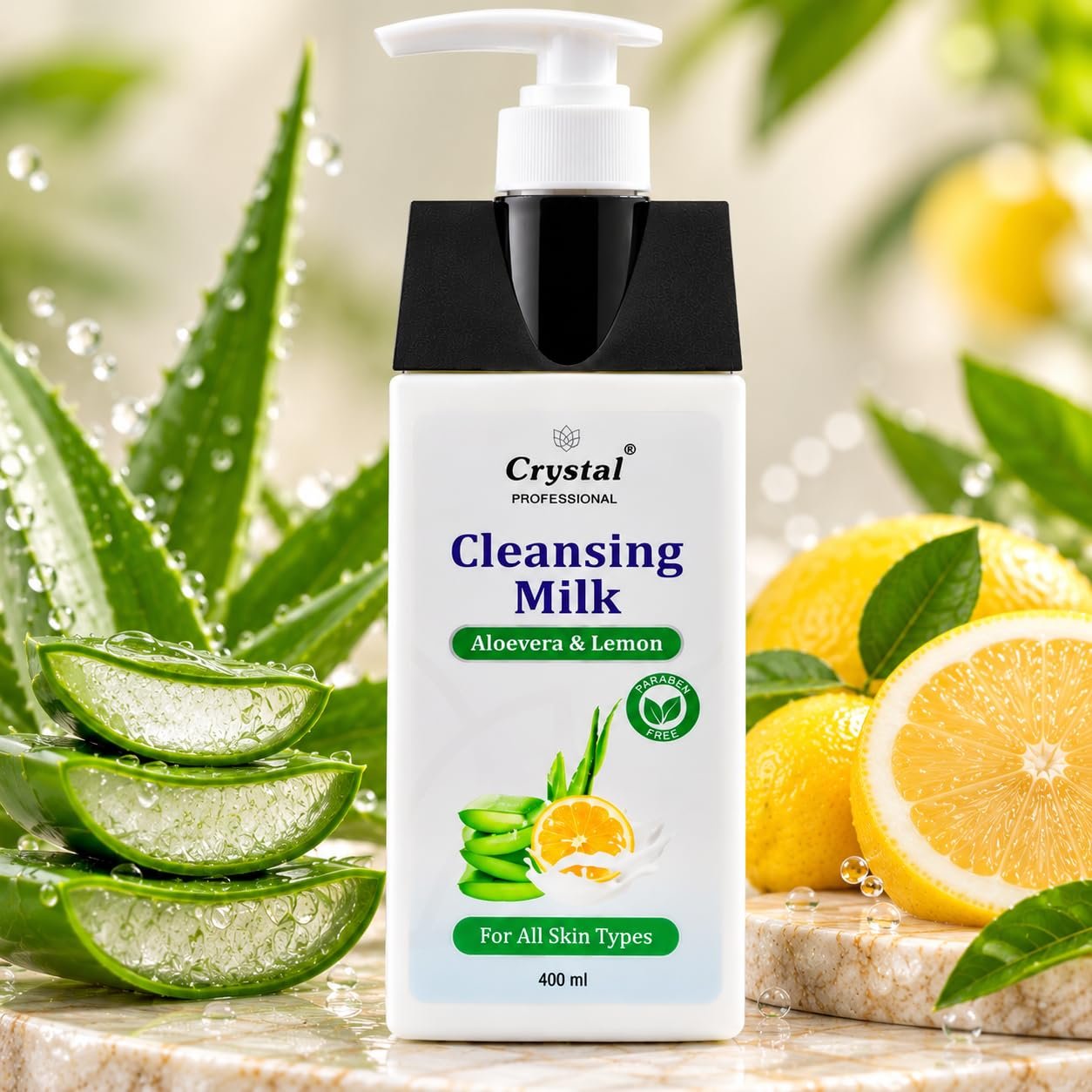 Cleansing Milk with Aloe Vera & Lemon | Hydrating, Soothing, Refreshing, Brightening and Moisturizing Facial Cleanser For Men and Women | Suitable for All Skin Types (400ml)