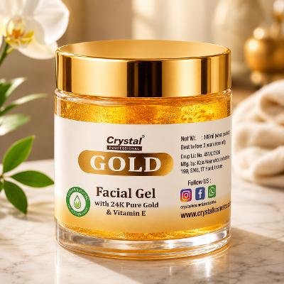 Gold Facial Gel 24K Pure Gold and Vitamin E | Anti-Aging, Firming, Deep Hydration and Radiant Glow | Antioxidant Face Gel | Suitable for All Skin Types (100ml)